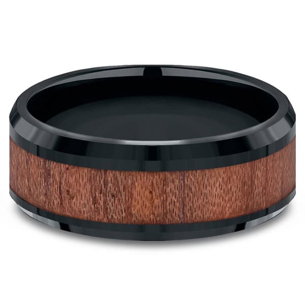 Mens Endless Affection™ 8mm Black Cobalt Rosewood Inlay Band