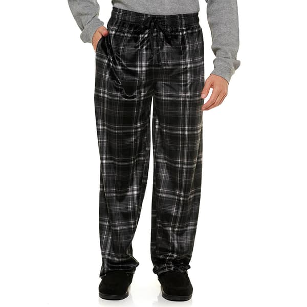 Mens Preswick & Moore&#40;R&#41; Plaid Silky Fleece Pajama Pants - Black