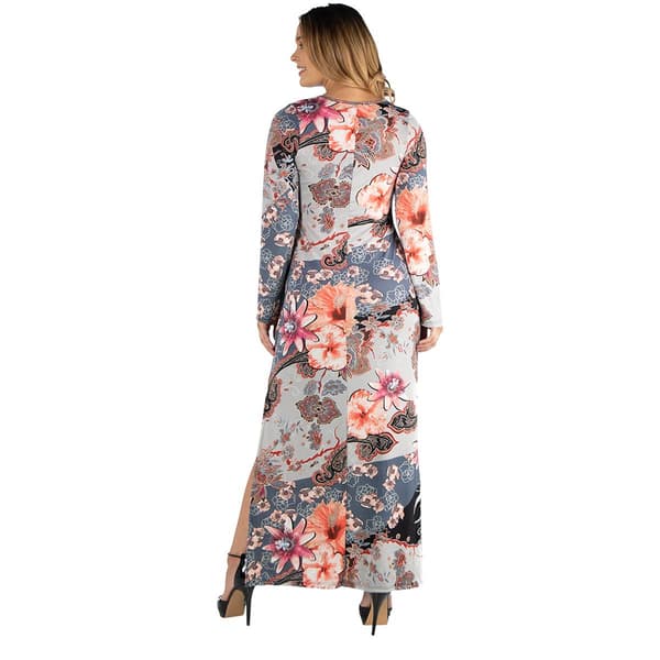 Plus Size 24/7 Comfort Apparel Floral Print Maxi Dress