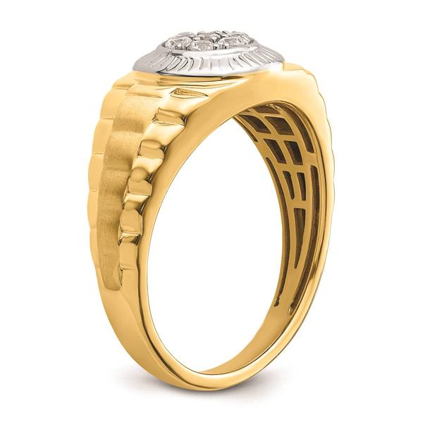 Mens Pure Fire 14kt. Two-Tone Gold Lab Grown Diamond Round Ring