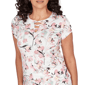 Womens Emaline Key Items Short Sleeve Floral Lace Neck Tee - image 5