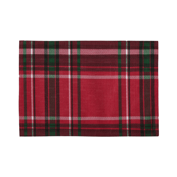 Threadmade Pocono Plaid Holiday Fabric Placemats - Set of 4