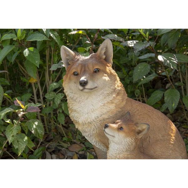 Hi-Line Gift Mother & Baby Fox Sitting Garden Statue