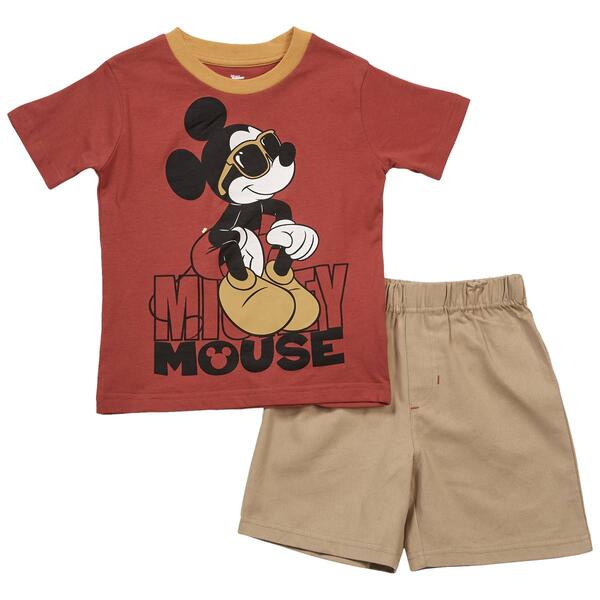 Toddler Boy Disney&#40;R&#41; Mickey w/ Glasses Top & Shorts Set - image 