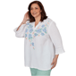 Plus Size Alfred Dunner Caribbean Blues 3/4 Flounce Sleeve Blouse - image 3