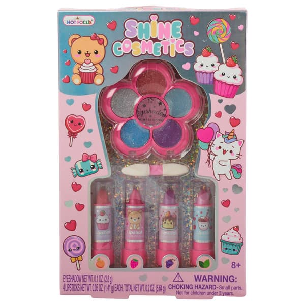 Girls Hot Focus&#40;R&#41; 6pc. Shine Cosmetics Eye Palette & Lipstick Set - image 