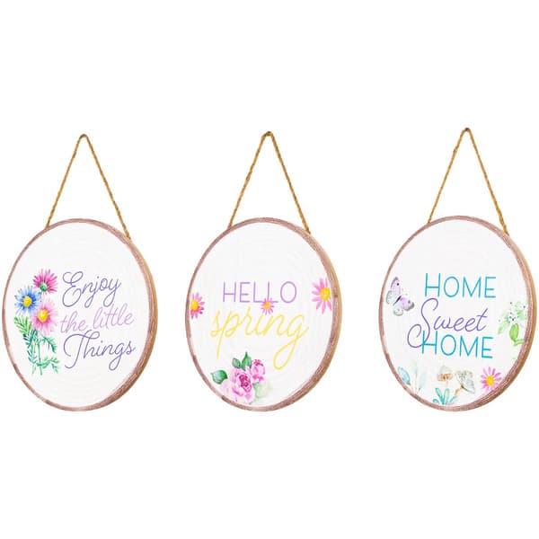 Northlight Seasonal Spring Floral Hanging Wall Signs - Set of 3