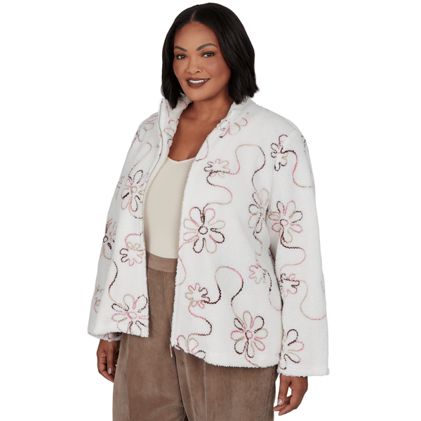 Plus Size Alfred Dunner Sunset Ridge Floral Sherpa Jacket