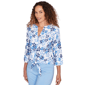 Womens Hearts of Palm Smooth Sailing 3/4 Sleeve Floral Blouse - image 3