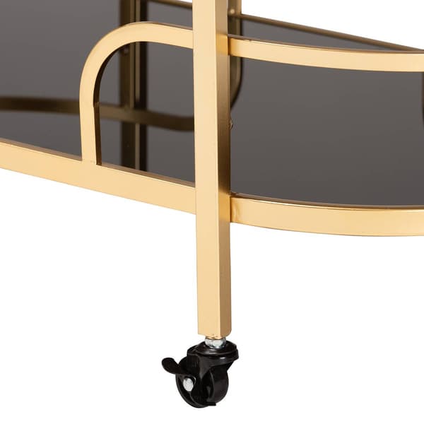 Baxton Studio Leighton Glam & Luxe Gold Metal 2-Tier Wine Cart