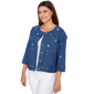 Petite Ruby Rd. Set Sail Grommet Detail Stretch Denim Jacket - image 2