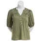 Plus Size New York Laundry Elbow Sleeve Solid V-Neck Blouse - image 2