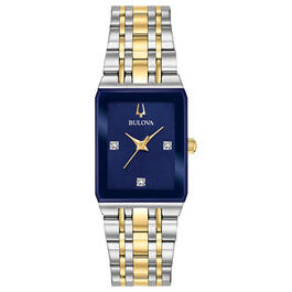 Womens Bulova Quadra Blue Dial Bracelet Watch - 98P177