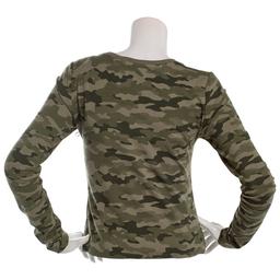Juniors No Comment Long Sleeve Camo Star Tee - Green