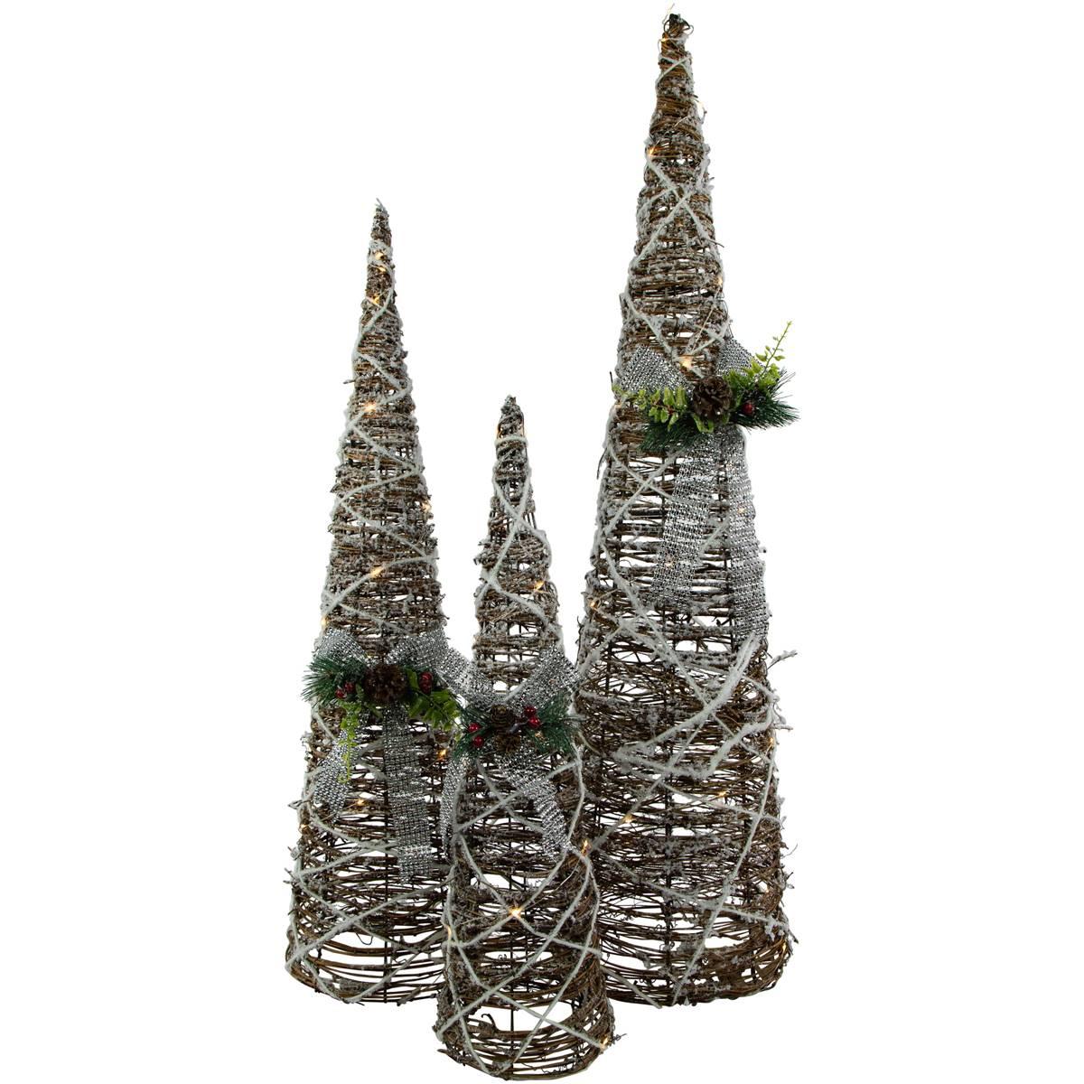 Northlight Seasonal LED Pine and Berries Cones - Set of 3