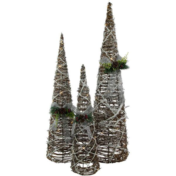 Northlight Seasonal LED Pine and Berries Cones - Set of 3 - image 