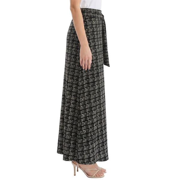 Womens NY Collection Pull On Tie Waist Weave Plaid Maxi Skirt