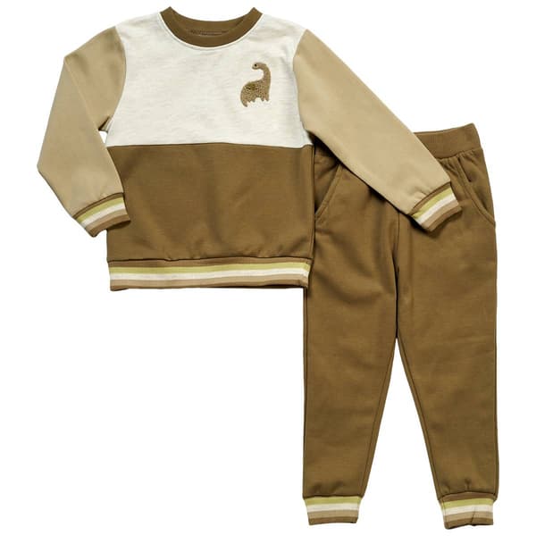 Toddler Boy bon bebe(R) 2pc. Dino Applique & Color Block Pants Set - image 