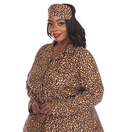 Plus Size White Mark 3pc. Brown Cheetah Pajama Set