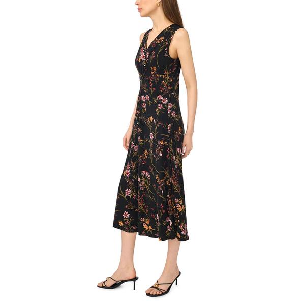 Womens MSK Sleeveless Floral V-Neck Twist Front Midi Dress
