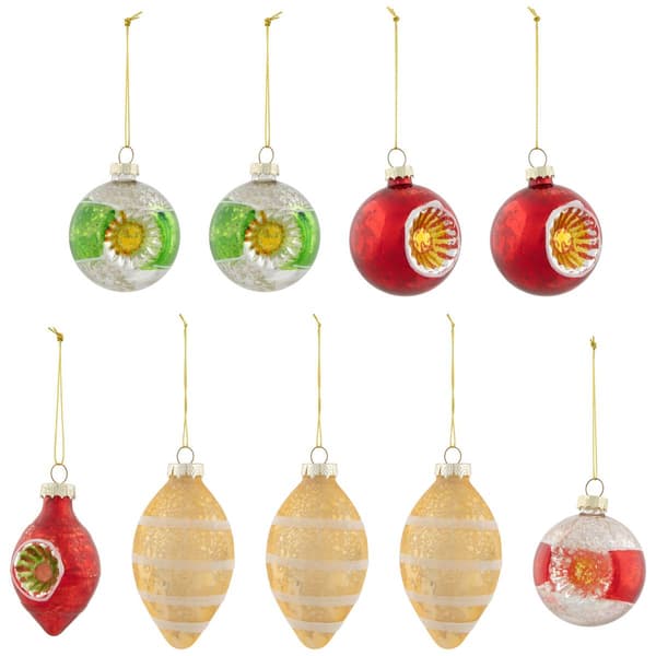 Northlight Seasonal 9ct. Glittered Retro Christmas Ornaments