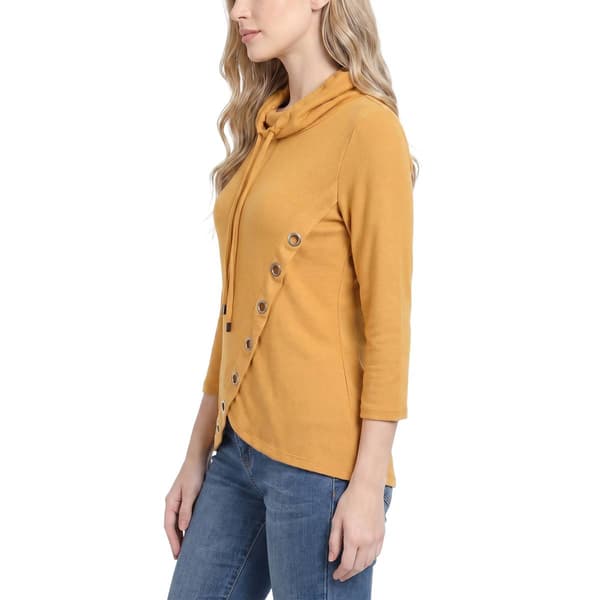 Womens NY Collection 3/4 Sleeve Drawstring Cowl Neck Sweater
