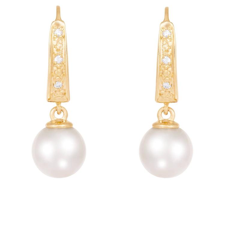 Splendid Pearls 14kt. Gold Akoya Pearl &amp; Diamond Earrings