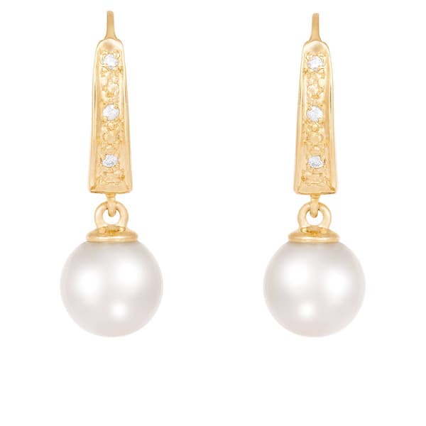 Splendid Pearls 14kt. Gold Akoya Pearl &amp; Diamond Earrings