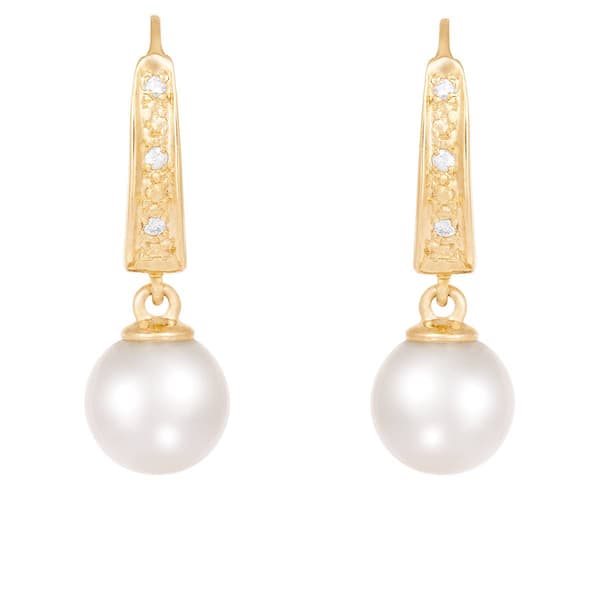 Splendid Pearls 14kt. Gold Akoya Pearl &amp; Diamond Earrings