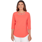 Petite Ruby Rd. Set Sail Grommet Neck Solid Knit Top - image 1