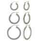 Forever New Sterling Silver Side Glitter Hoop Earrings - Set of 3 - image 1