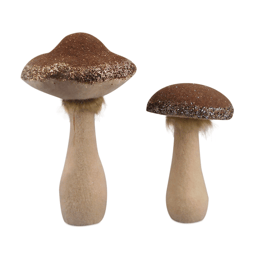 Melrose Glittered Mushroom Decor - Set of 2