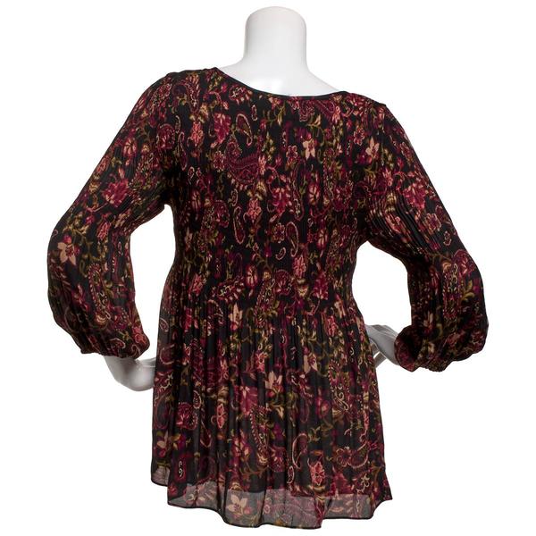 Womens Floral & Ivy Crew Neck Paisley Pleater Blouse