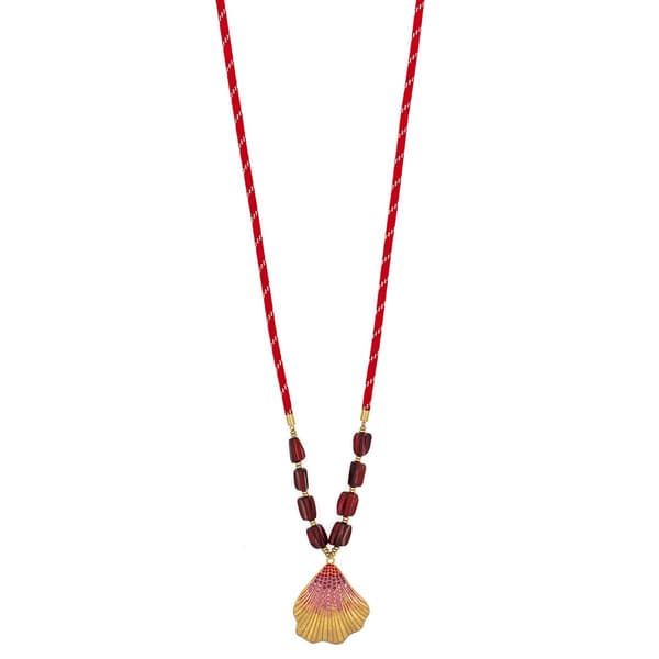 Ashley Cooper(tm) Fuchsia Cord Necklace with Stone Shell Pendant - image 