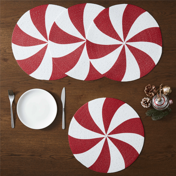 Avanti Linens Peppermint Round Placemats - Set of 4