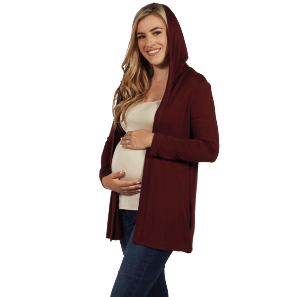 Plus Size 24/7 Comfort Apparel Hooded Maternity Cardigan