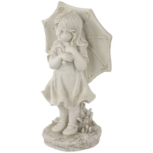 Northlight Seasonal Solar Lighted Girl w/ Umbrella Garden Statue