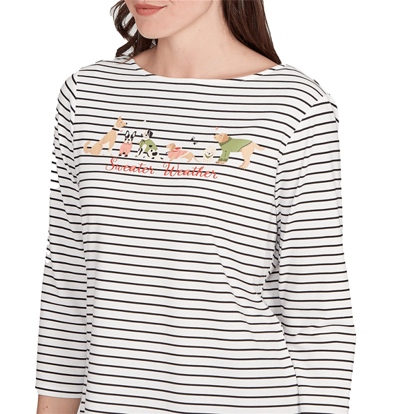 Petite Ruby Rd. Must Haves II Holiday Dogs Stripe Tee