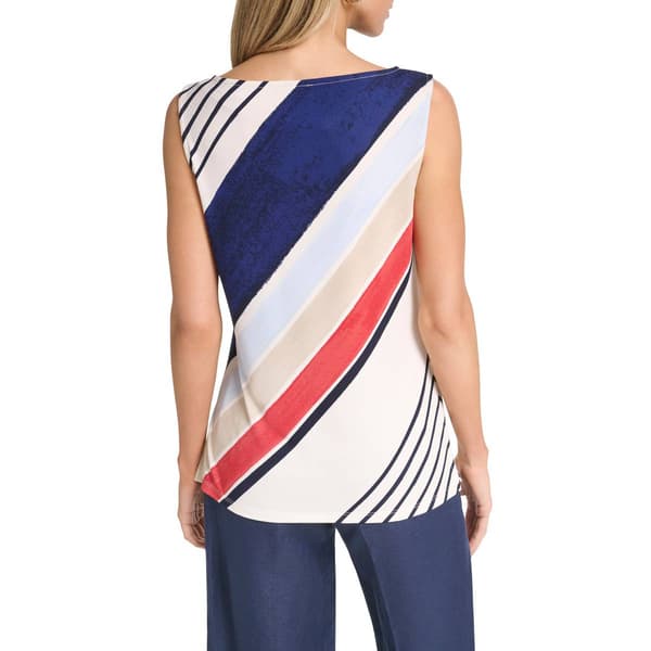 Womens Halston Sleeveless Diagonal Stripe Blouse