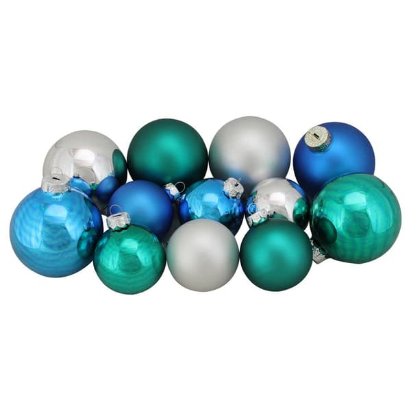 Northlight Seasonal 96ct Turquoise&#44; Blue&#44; & Silver Glass Ornament - image 