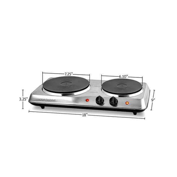Ovente Electric Countertop 7.25in. & 6.1in. Double Burner