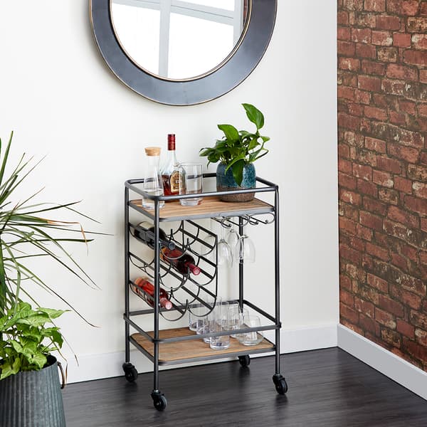 9th & Pike&#174; Chinese Fir And Metal Industrial Bar Cart