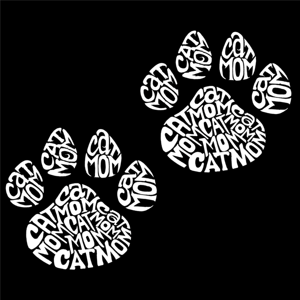 Womens LA Pop Art Cat Mom Word Art V-Neck T-Shirt