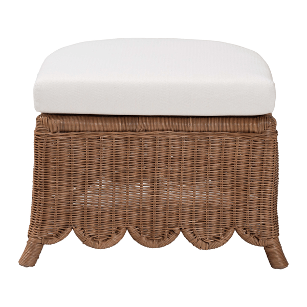 bali & pari Detta Natural Rattan Footstool with Cushion