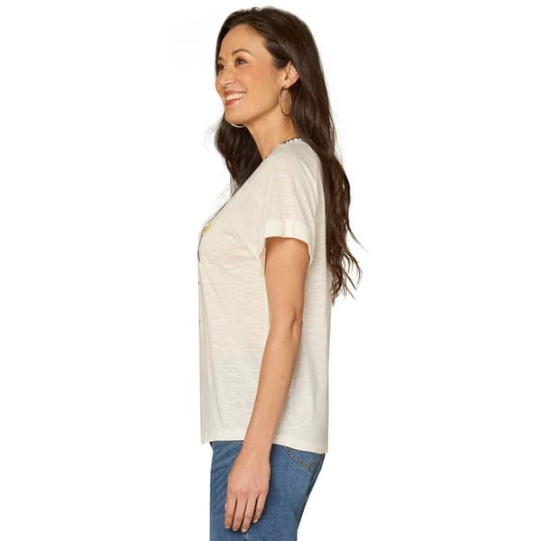 Womens Democracy Short Sleeve Embroidered Boyfriend Tee