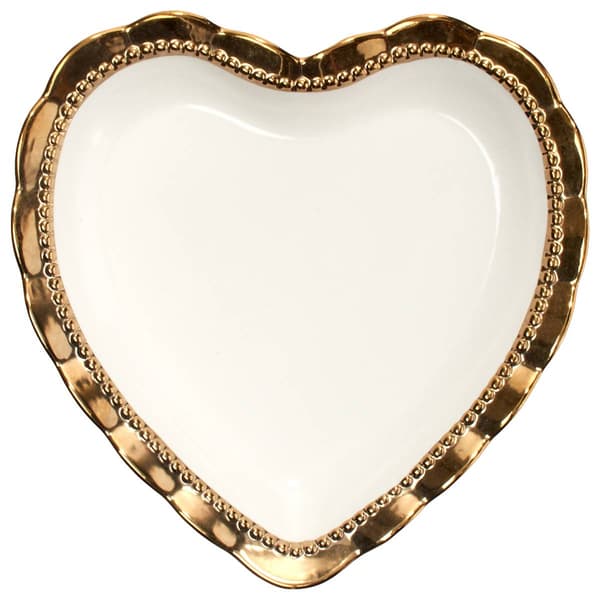 Bombay 10 In Gold Edge Heart Shape Dinner Plate - image 