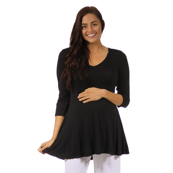 Womens 24/7 Comfort Apparel 3/4 Sleeve Tunic Maternity Top - image 