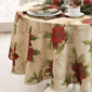 Threadmade Festive Poinsettia Holiday Fabric Tablecloth - image 4