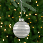 Northlight 4ct. Silver Stripes Christmas Shiny Glass Ornaments - image 1
