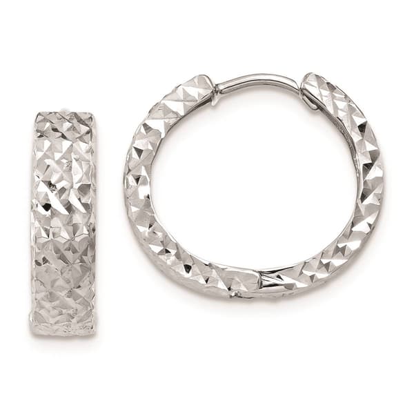 Gold Classics&#40;tm&#41; 14kt. White Gold Diamond Hoop Earrings - image 